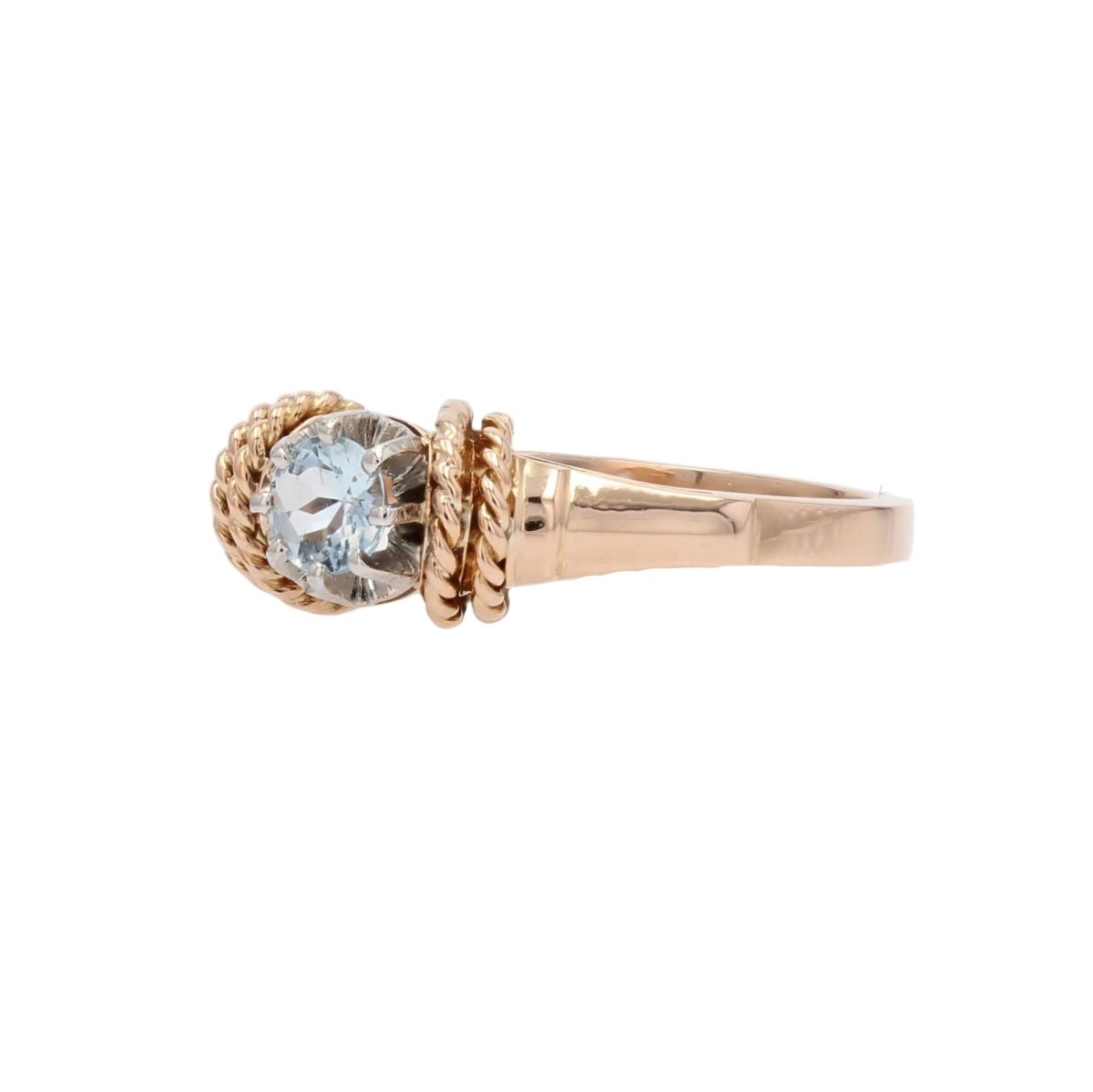 Bague en or rose, platine et aigue - marine - Castafiore