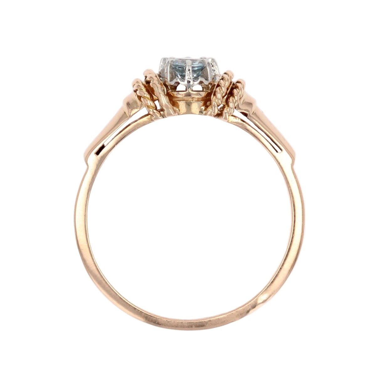 Bague en or rose, platine et aigue - marine - Castafiore