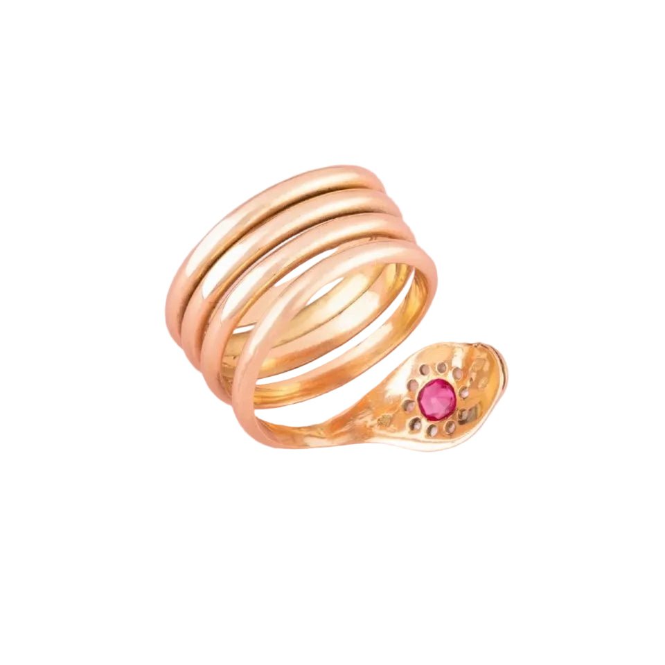 Bague en or rose, rubis et diamants - Castafiore