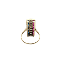 Bague en or rose, saphirs, rubis et diamants - Castafiore