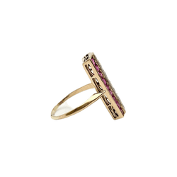 Bague en or rose, saphirs, rubis et diamants - Castafiore