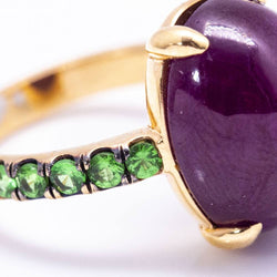 Bague en or rose, tsavorite et rubis - Castafiore