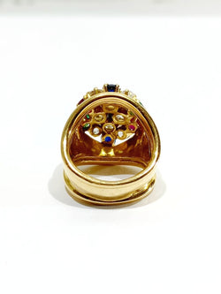 Bague En Or, Rubis, Diamants, Saphirs Et Emeraudes - Castafiore