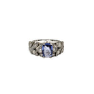 Bague en platine 850, diamants et saphir bleu naturels - Taille EU51 - Castafiore