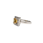 Bague en platine 850, diamants et saphir jaune naturels - Taille EU53 - Castafiore