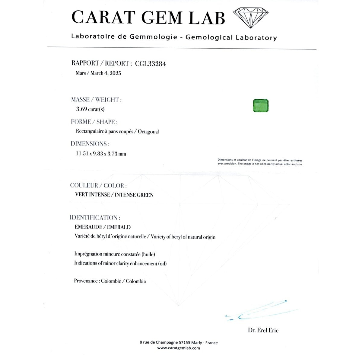 Bague en platine, émeraude et diamants - Castafiore