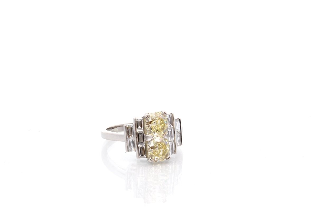 Bague en platine et diamants jaunes fancy light - Castafiore