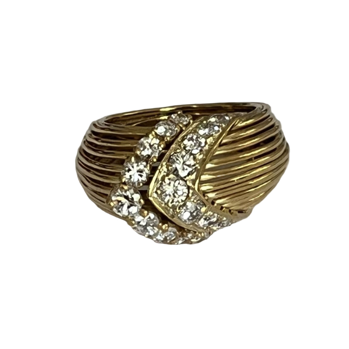 Bague en platine rhodié or jaune diamants - Castafiore