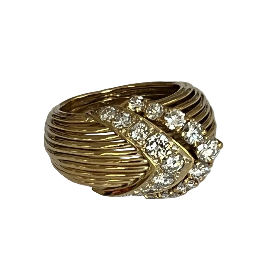 Bague en platine rhodié or jaune diamants - Castafiore