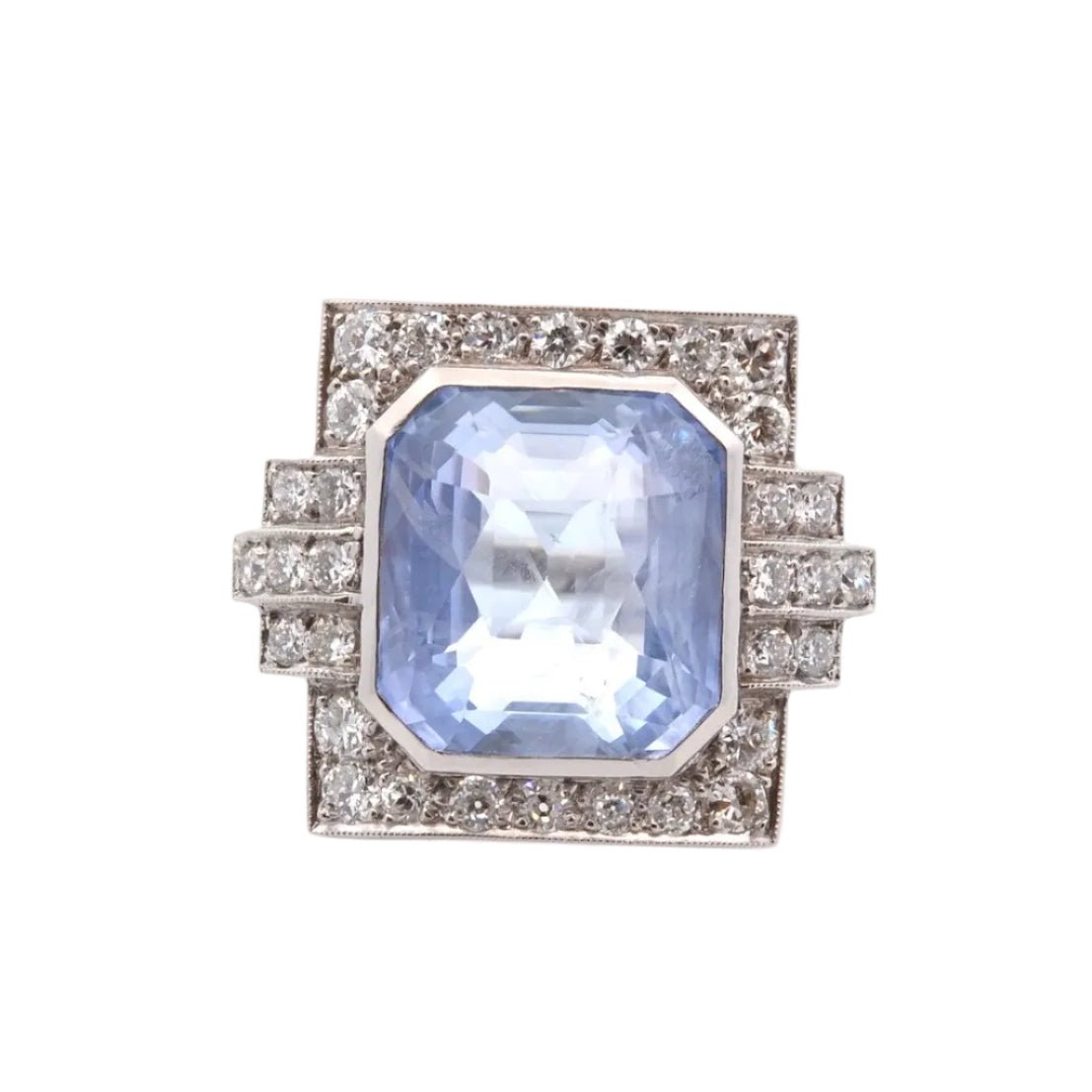 Bague en platine, saphir et diamants - Castafiore