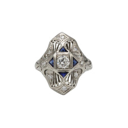 Bague en platine, saphirs et diamants - Castafiore