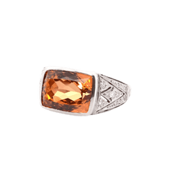 Bague en platine, topaze et diamants - Castafiore