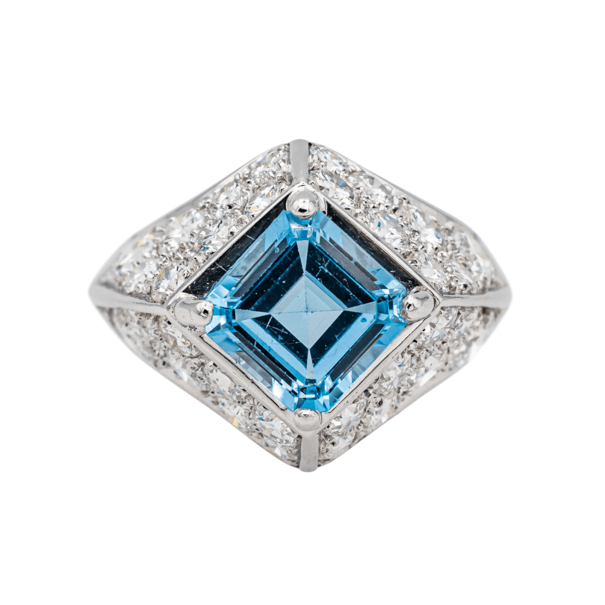 Bague en platine, topaze et diamants - Castafiore