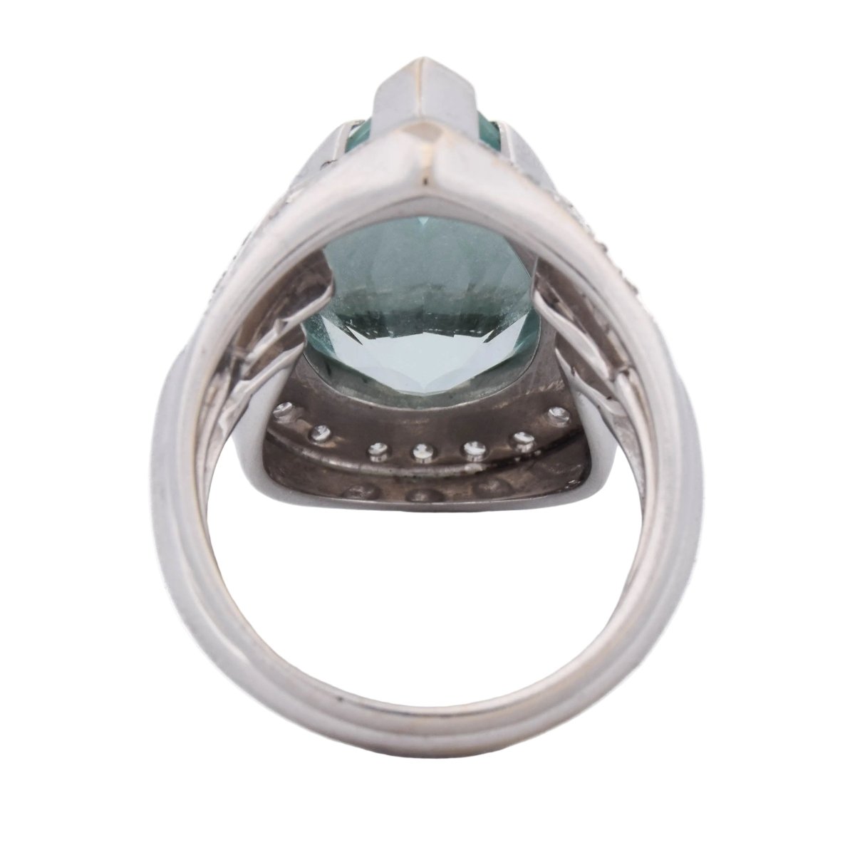 Bague Entourage en or blanc, aigue-marine et diamants - Castafiore