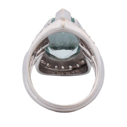 Bague Entourage en or blanc, aigue-marine et diamants - Castafiore