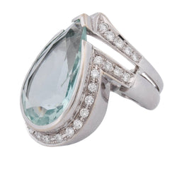 Bague Entourage en or blanc, aigue-marine et diamants - Castafiore