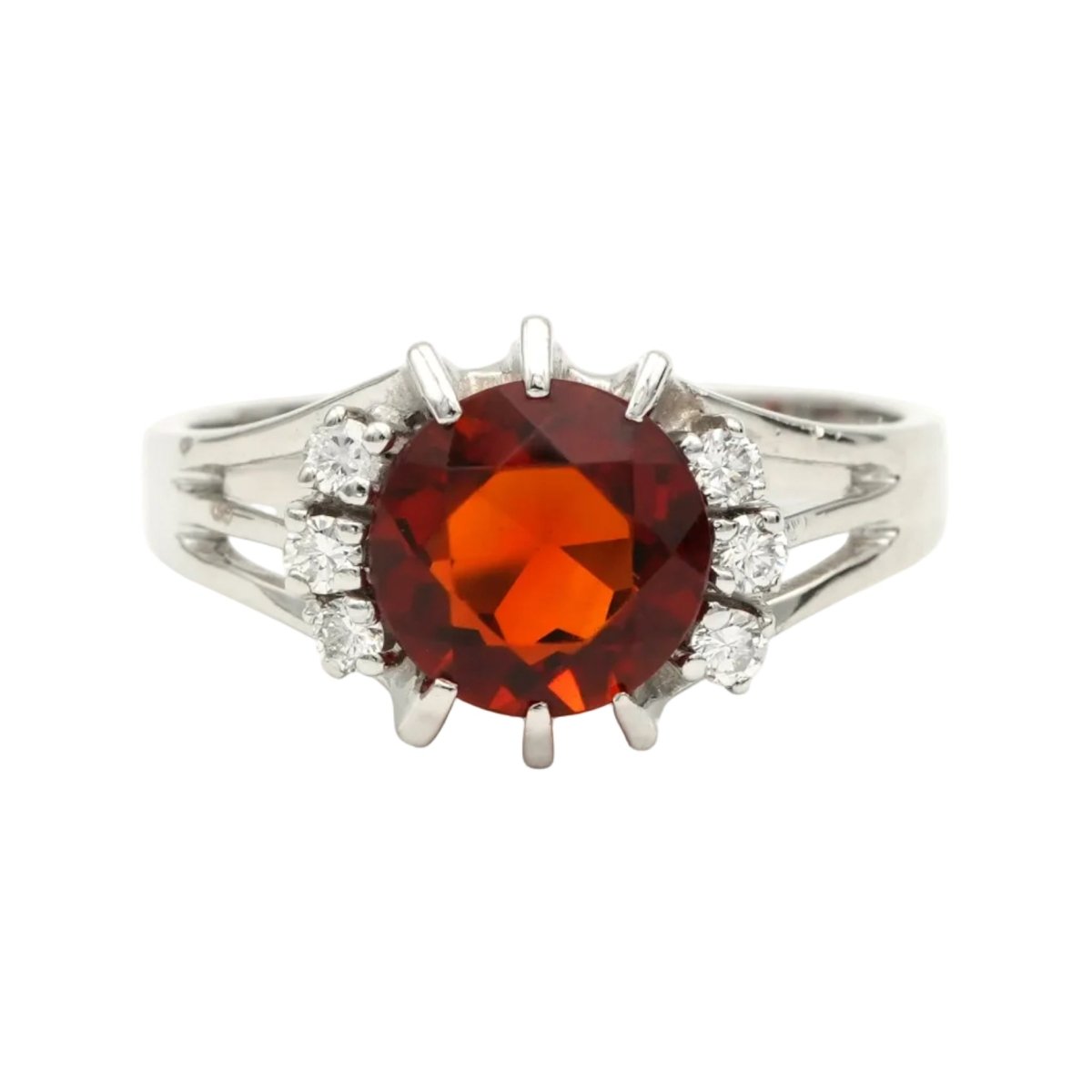 Bague Entourage en or blanc, citrine et diamants - Castafiore