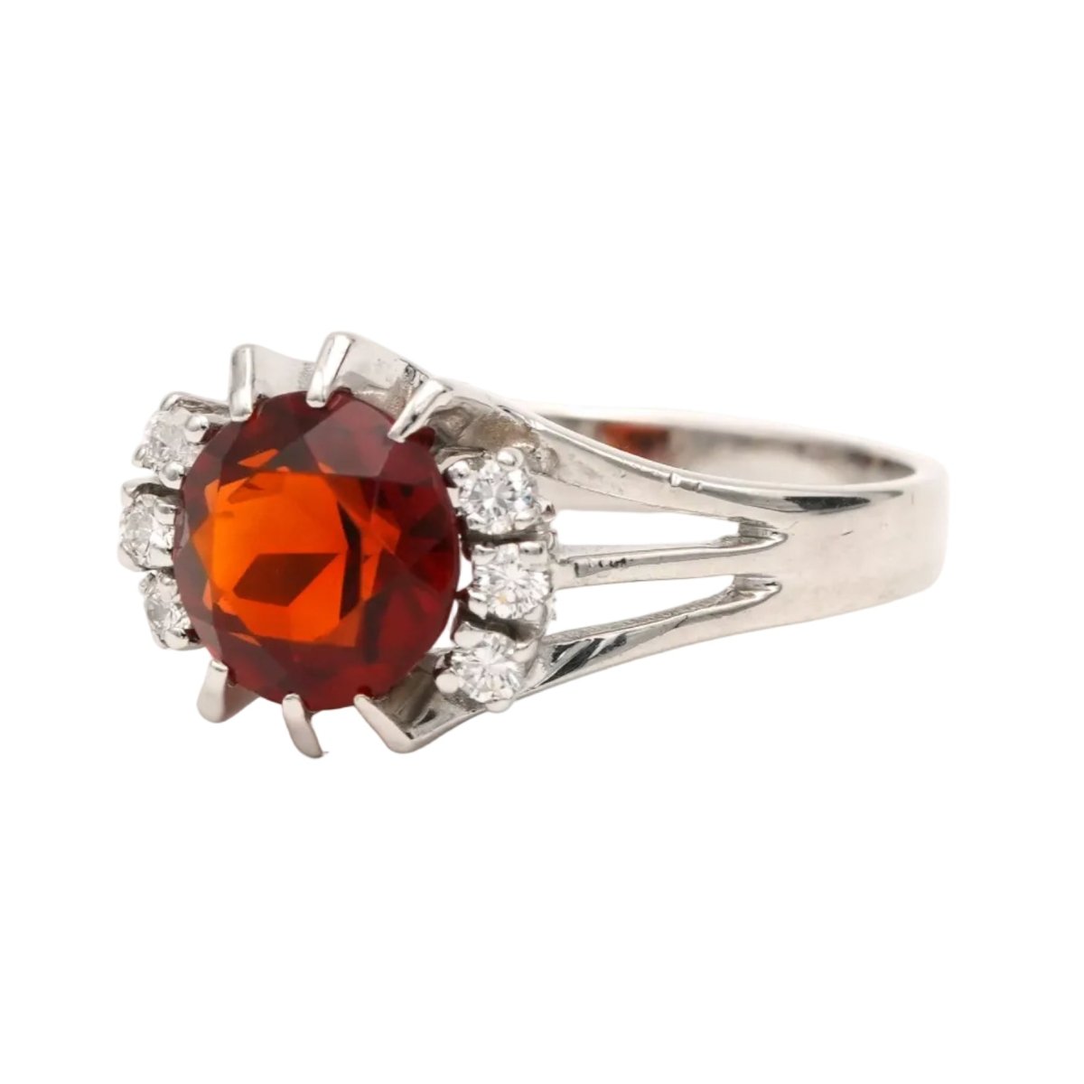 Bague Entourage en or blanc, citrine et diamants - Castafiore