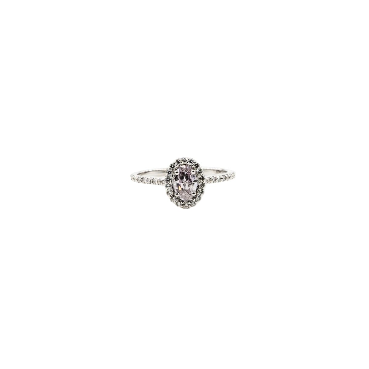 Bague Entourage en or blanc, diamant fancy light purplish pink et diamants - Castafiore