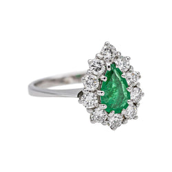 Bague Entourage en or blanc, émeraude et diamants - Castafiore