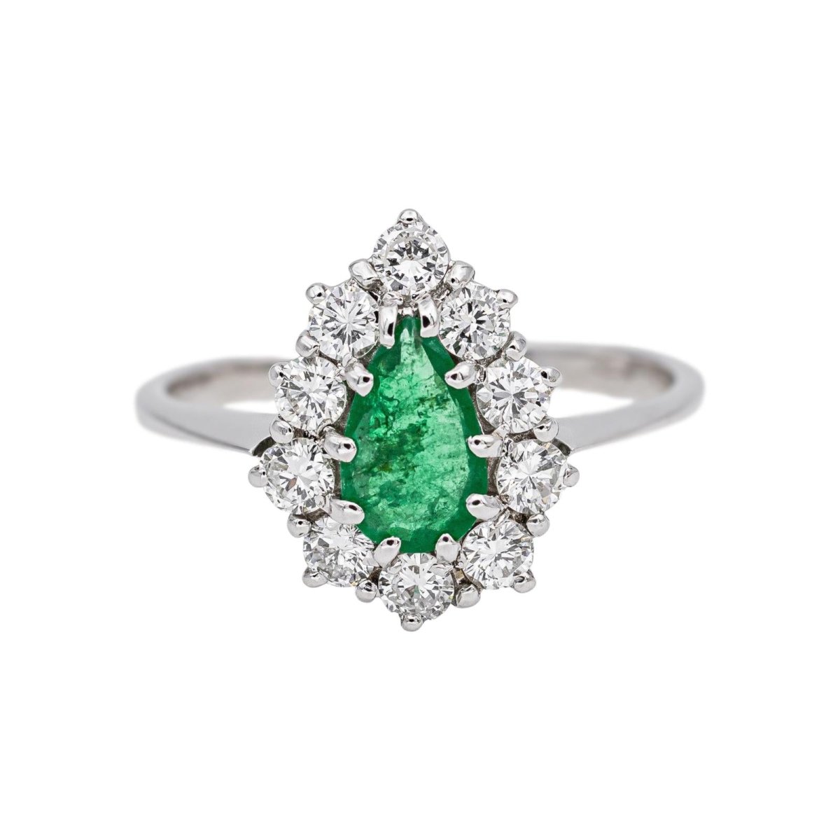 Bague Entourage en or blanc, émeraude et diamants - Castafiore