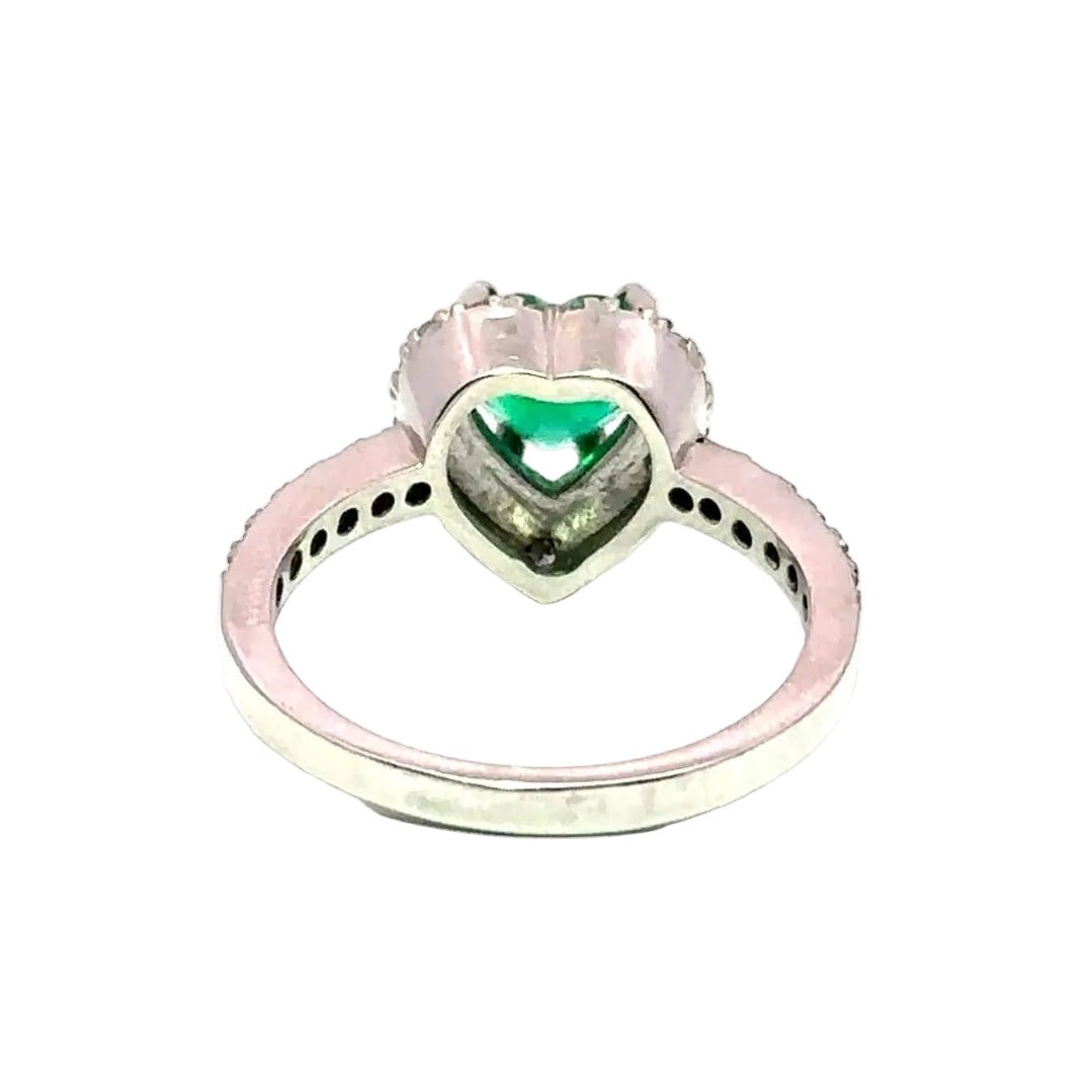 Bague Entourage en or blanc, émeraude et diamants - Castafiore