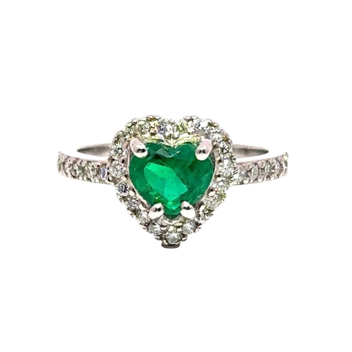 Bague Entourage en or blanc, émeraude et diamants - Castafiore