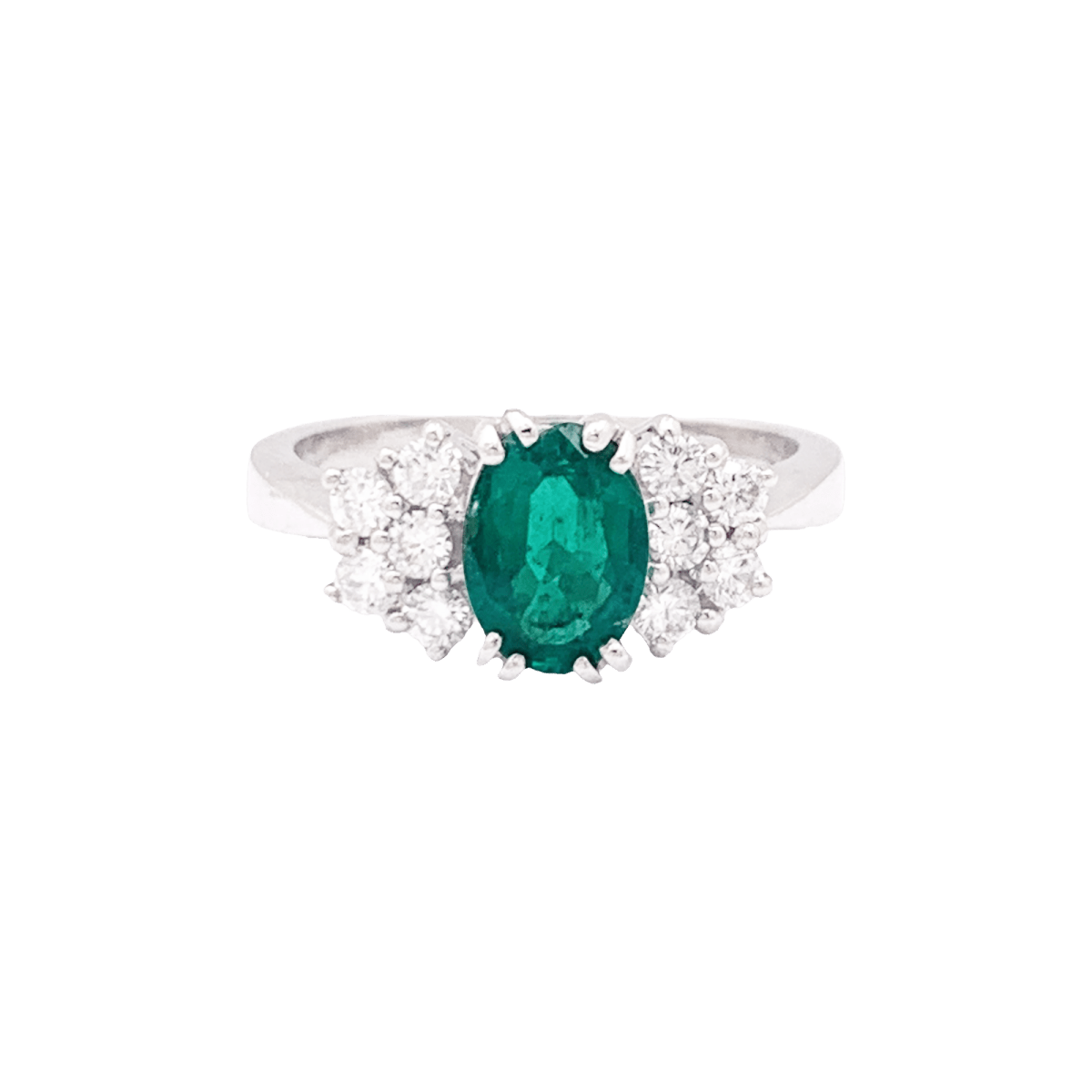 Bague Entourage en or blanc, émeraude et diamants - Castafiore
