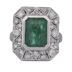 Bague Entourage en or blanc, émeraude et diamants - Castafiore