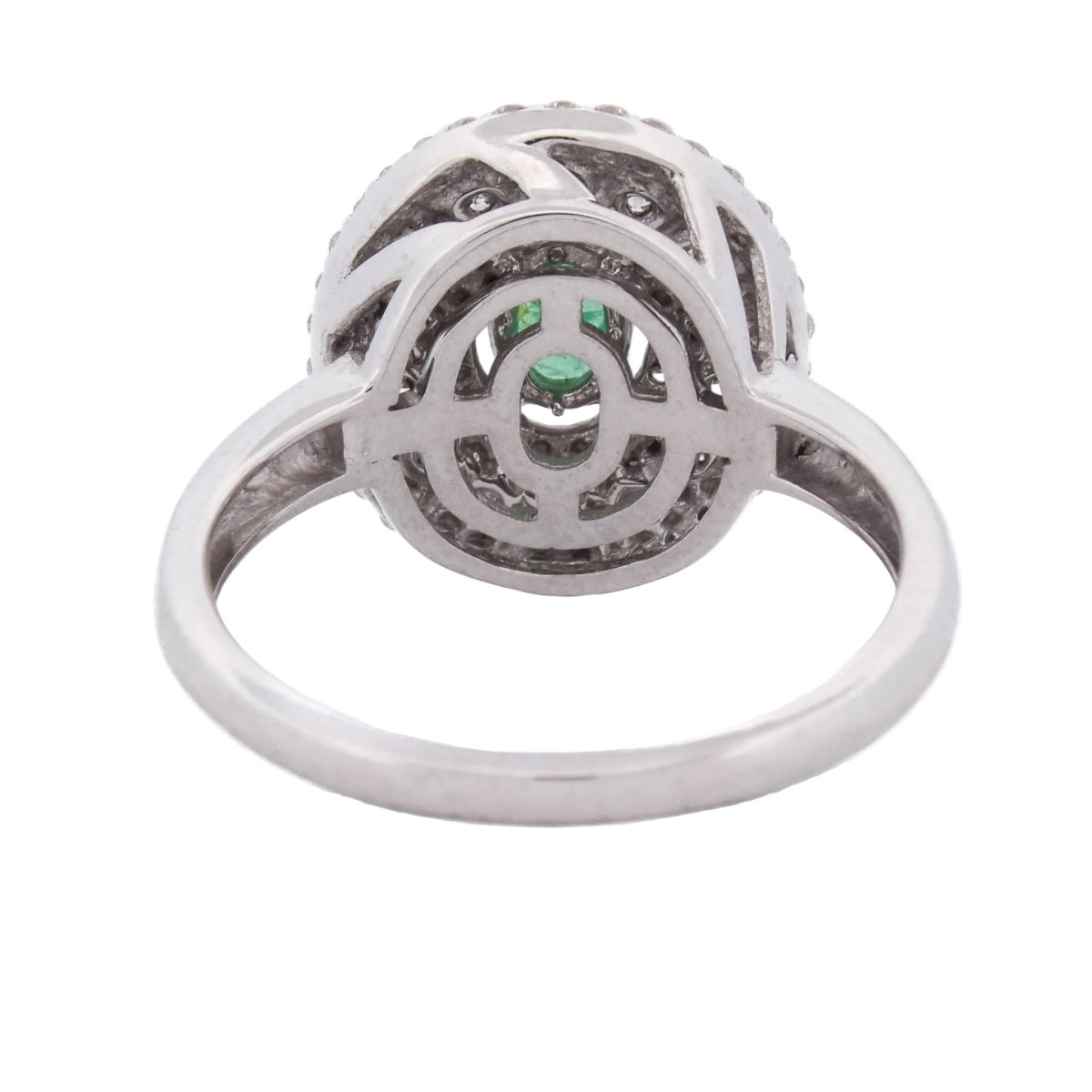 Bague Entourage en or blanc, émeraude et diamants - Castafiore