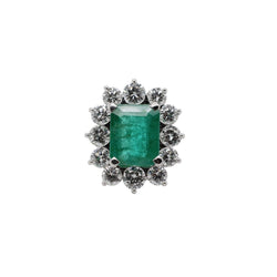 Bague Entourage en or blanc, émeraude et diamants - Castafiore