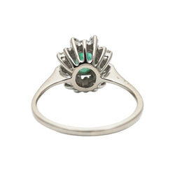 Bague Entourage en or blanc, émeraude et diamants - Castafiore