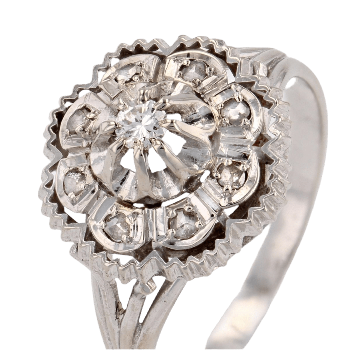 Bague Entourage en or blanc et diamants - Castafiore