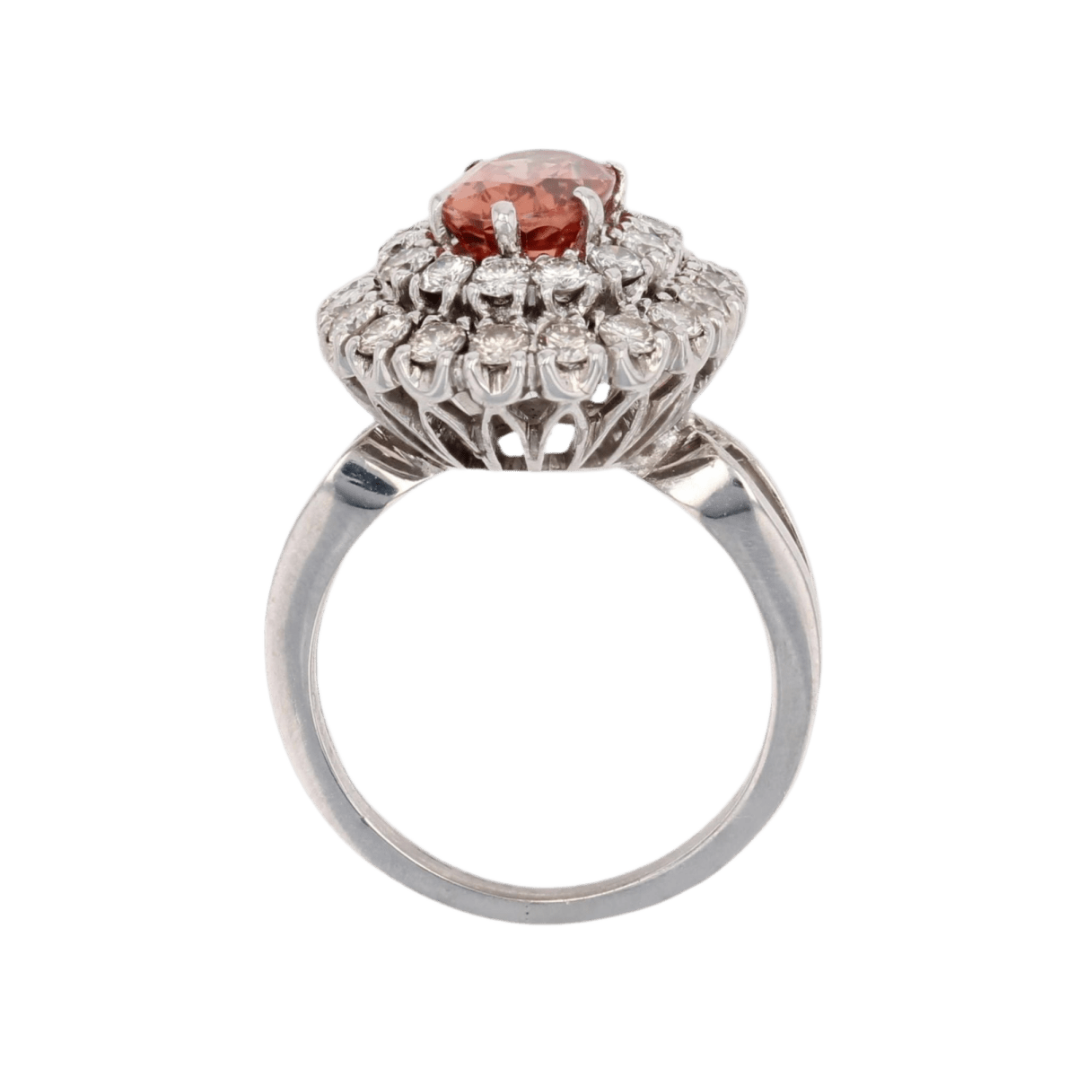 Bague Entourage en or blanc, grenat et diamants - Castafiore