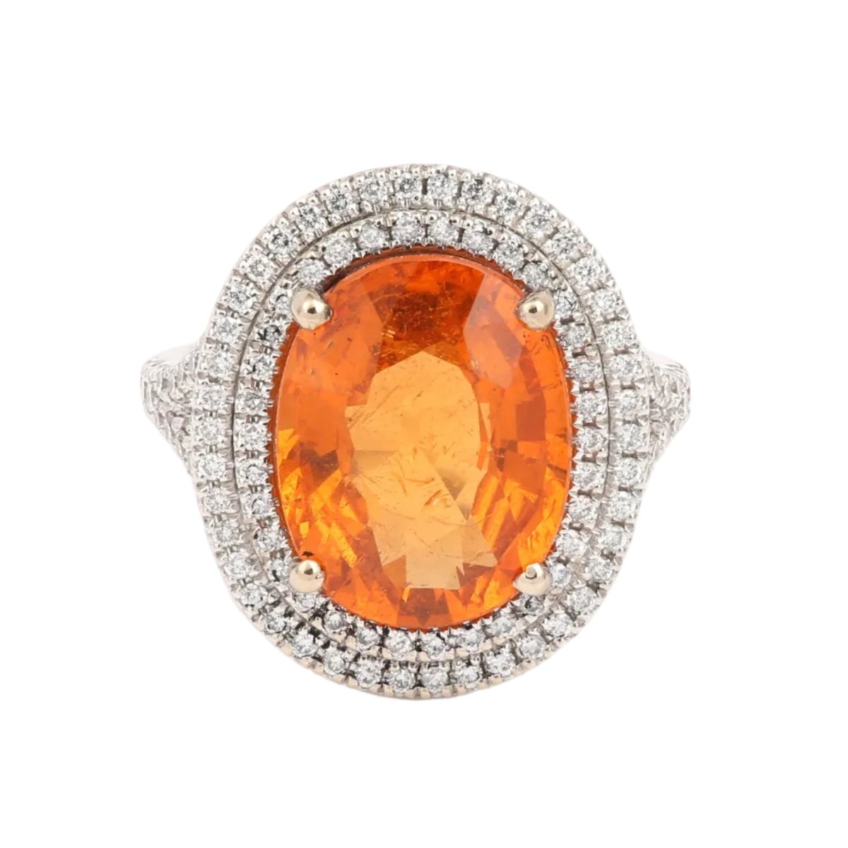 Bague Entourage en or blanc, grenat et diamants - Castafiore