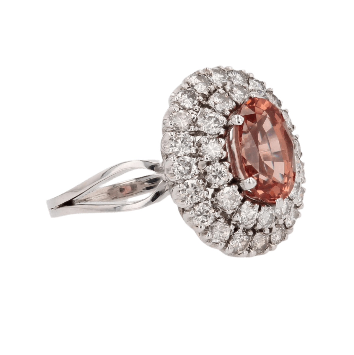 Bague Entourage en or blanc, grenat et diamants - Castafiore