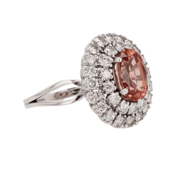 Bague Entourage en or blanc, grenat et diamants - Castafiore