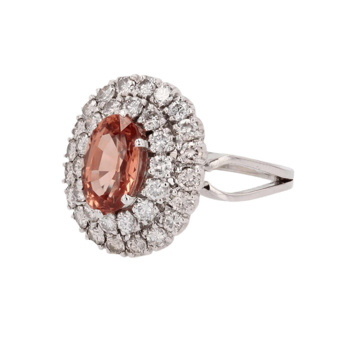 Bague Entourage en or blanc, grenat et diamants - Castafiore