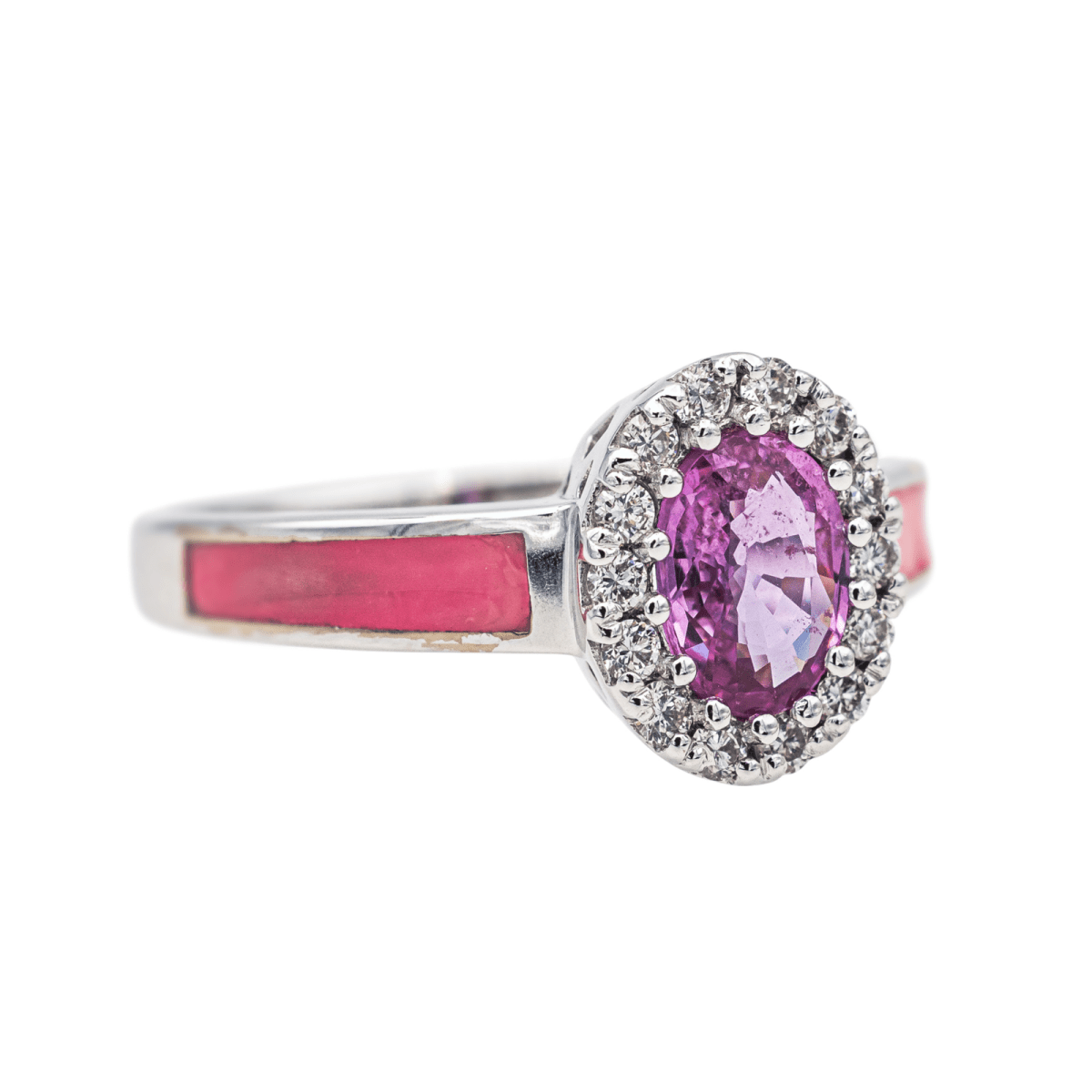 Bague Entourage en or blanc, laque, saphir et diamants - Castafiore