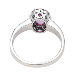 Bague Entourage en or blanc, laque, saphir et diamants - Castafiore