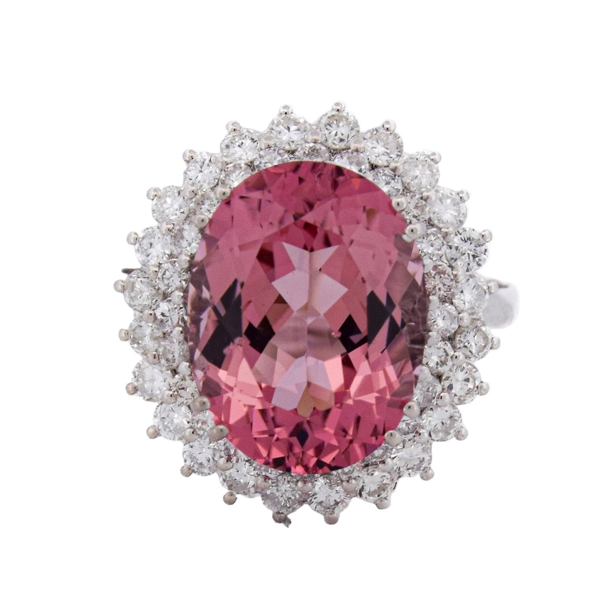 Bague Entourage en or blanc, morganite et diamants - Castafiore