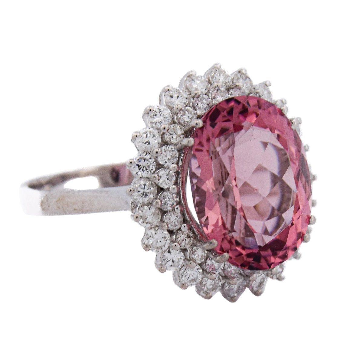 Bague Entourage en or blanc, morganite et diamants - Castafiore
