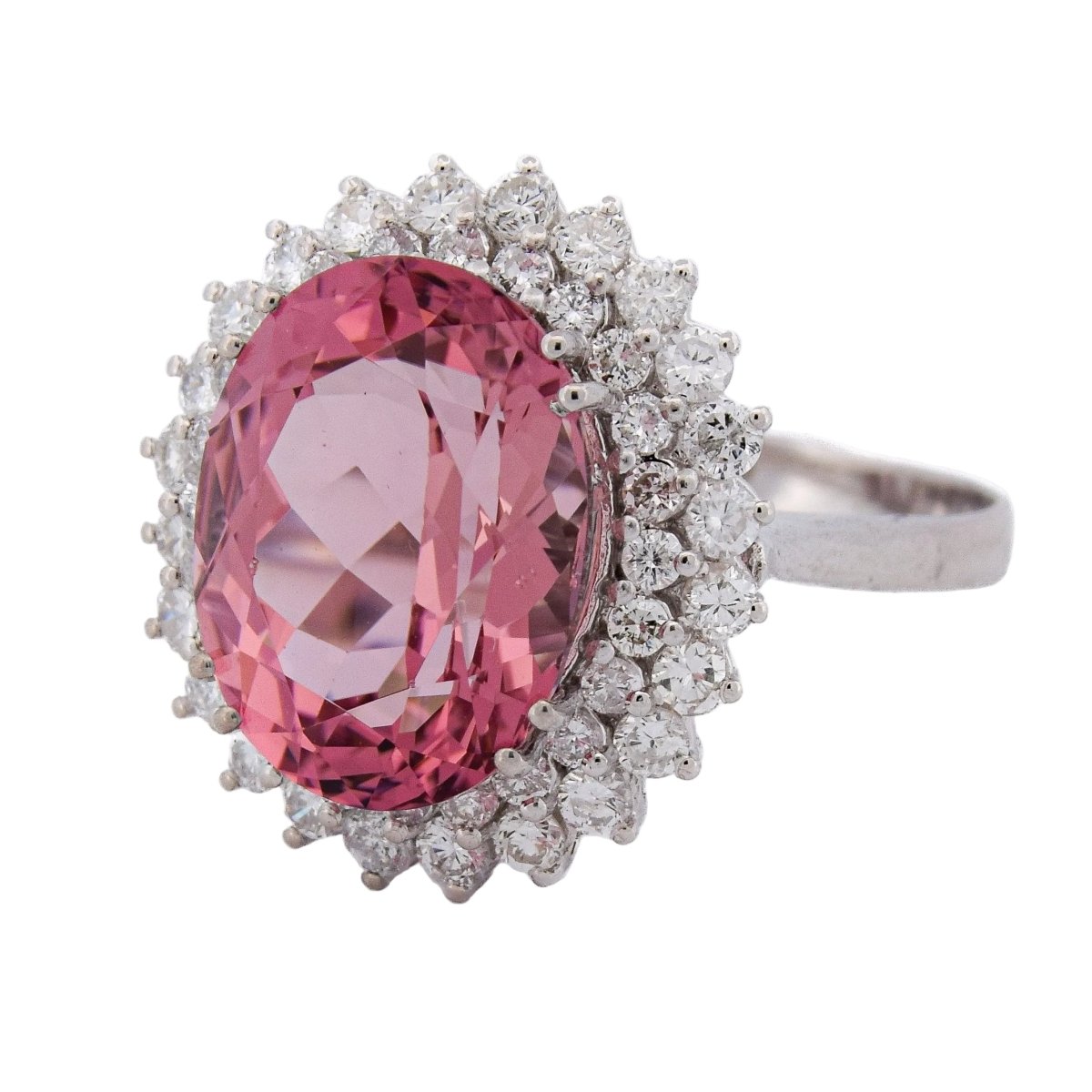 Bague Entourage en or blanc, morganite et diamants - Castafiore