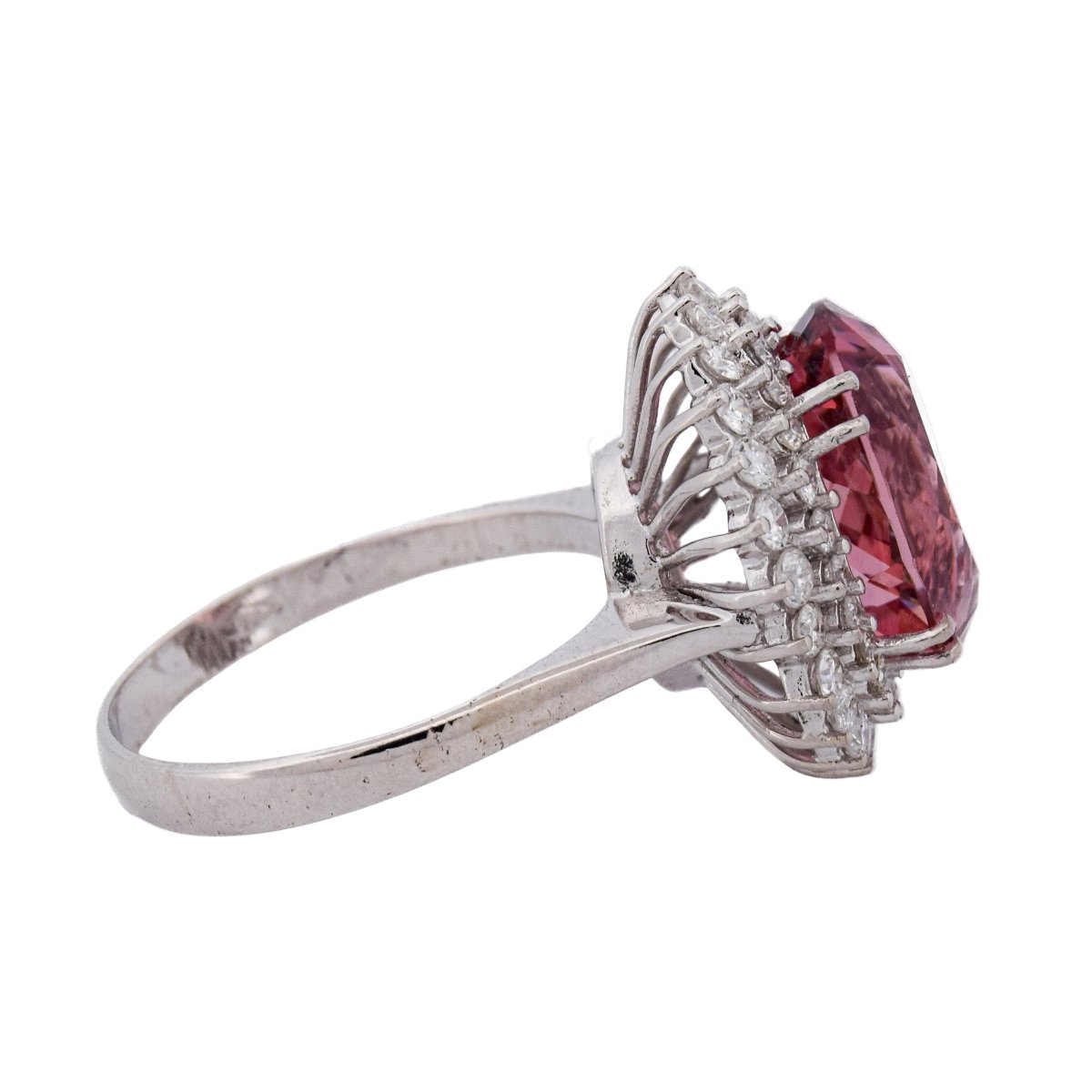 Bague Entourage en or blanc, morganite et diamants - Castafiore
