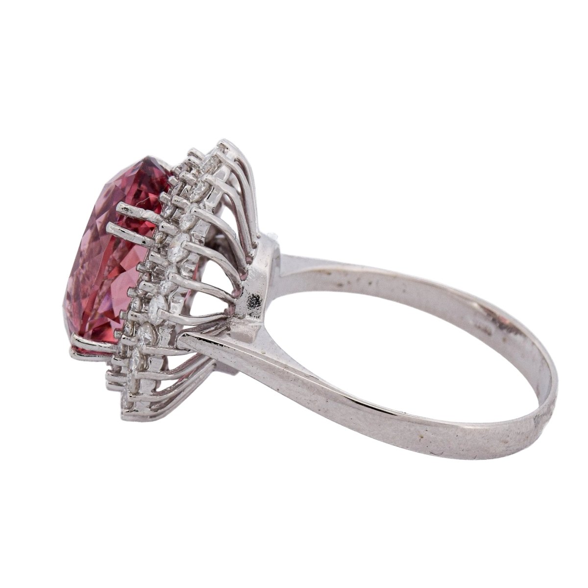 Bague Entourage en or blanc, morganite et diamants - Castafiore
