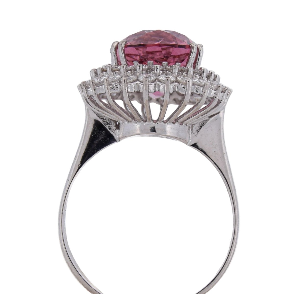 Bague Entourage en or blanc, morganite et diamants - Castafiore