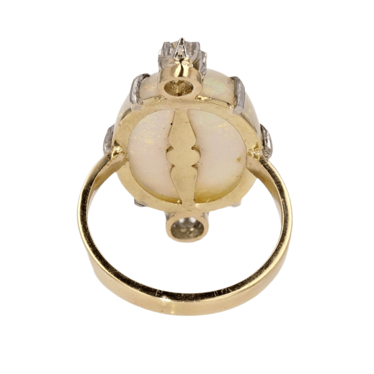 Bague Entourage en or blanc, opale et diamants - Castafiore