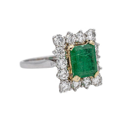 Bague Entourage en or blanc, or jaune, émeraude et diamants - Castafiore