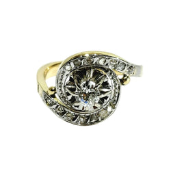 Bague Entourage en or blanc, or jaune et diamants - Castafiore