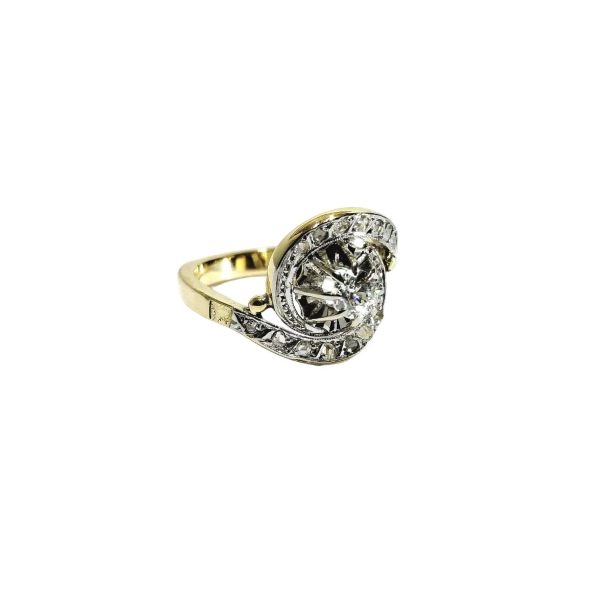 Bague Entourage en or blanc, or jaune et diamants - Castafiore